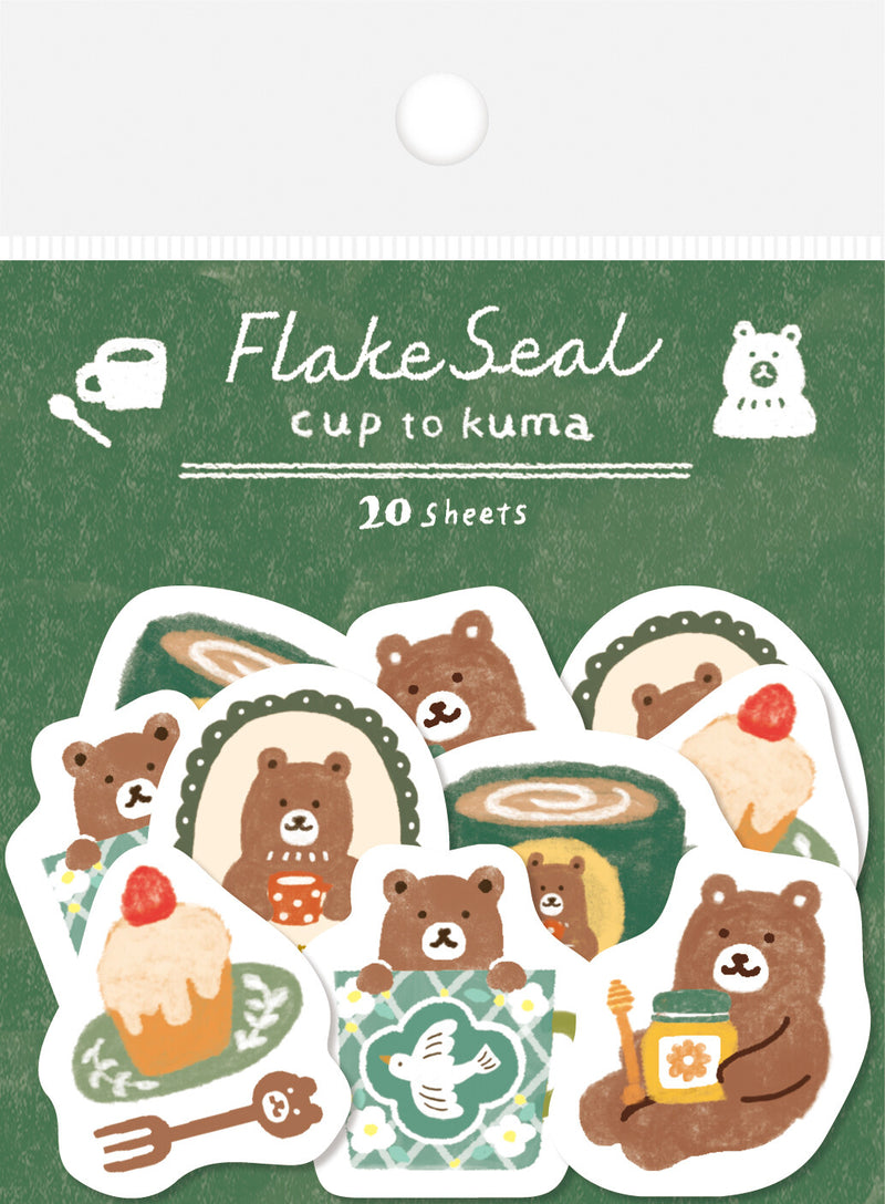 Cozy cafe bear flake stickers