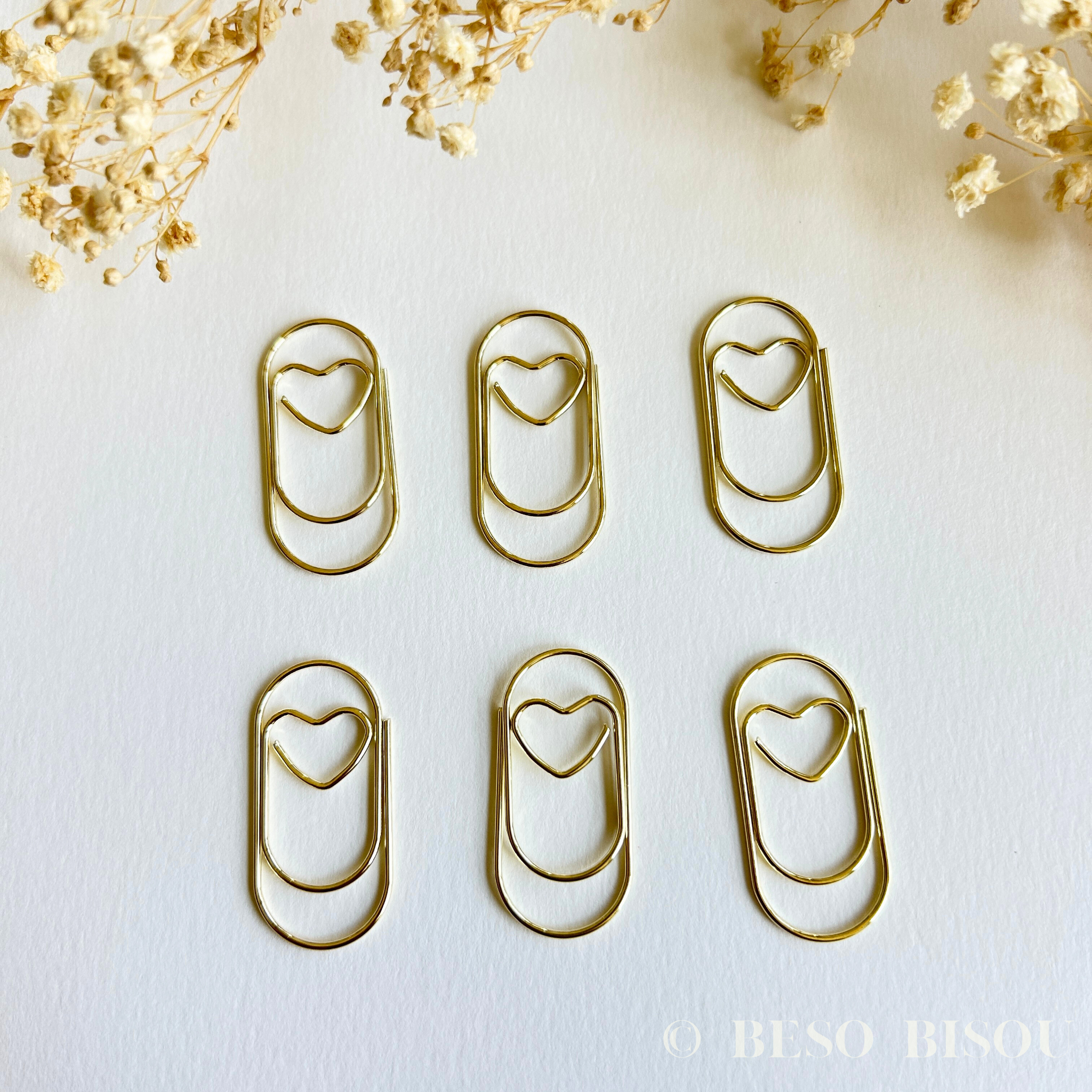 Large Jumbo Heart Paper Clips (Rose Gold/Gold)