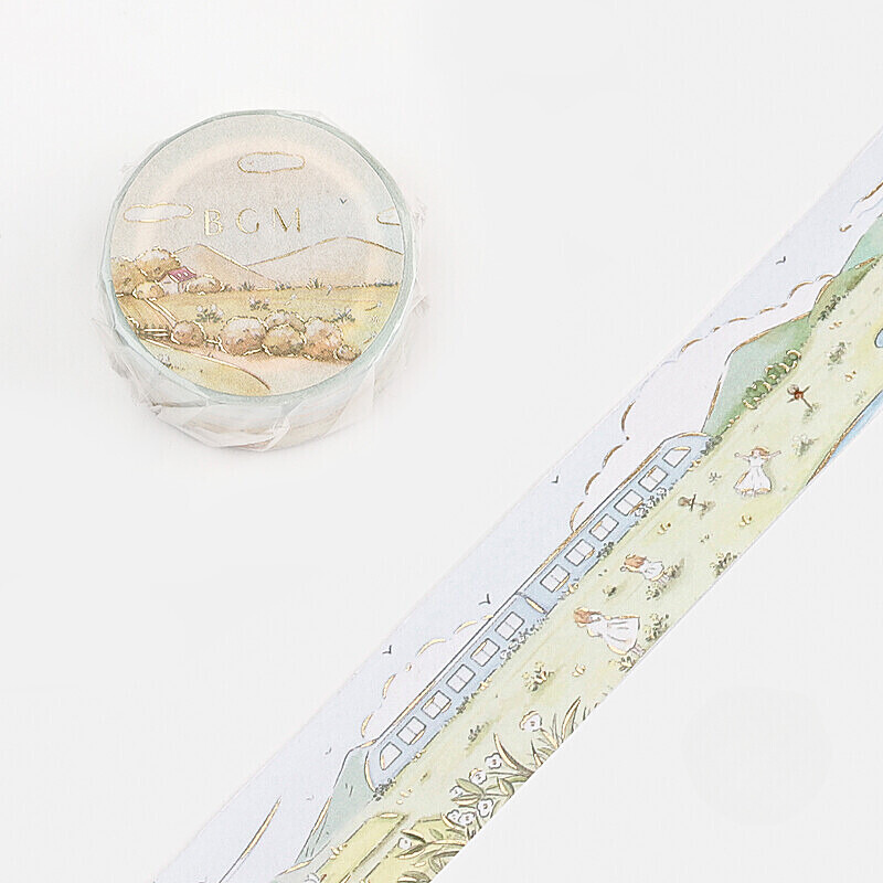 BGM - Gold-Foiled Countryside Train Ride Washi Tape