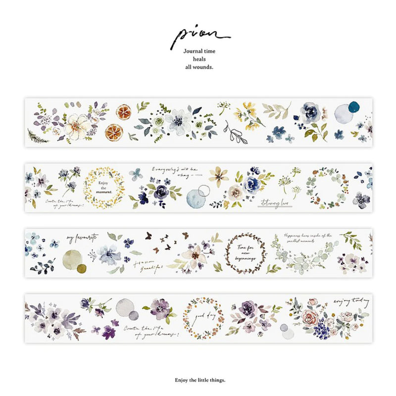 Pion - "Enjoy the Moment" Watercolor Flowers PET Tape (Sample Loop)