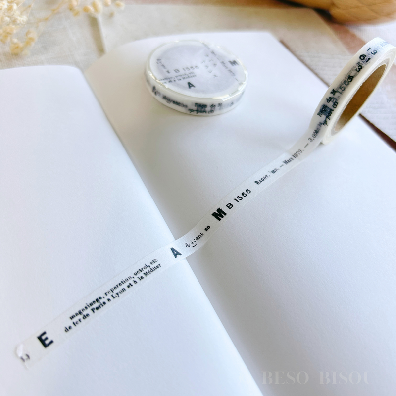 Yohaku -  Letters & Numbers Slim Washi Tape "Balance" (L-009)