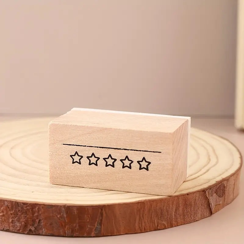 Five Star Rating Wooden Rubber Stamp