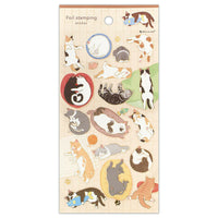 Gold-Foiled Sleeping Cat Poses Sticker Sheet