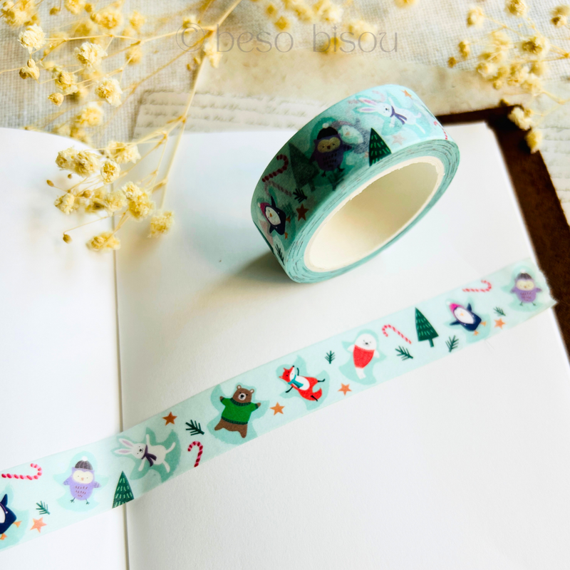 Girl of All Work - Animal Snow Angels Winter Washi Tape