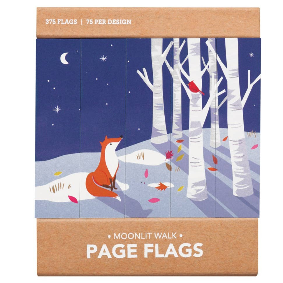 Moonlit Walk Winter Fox Page Flags