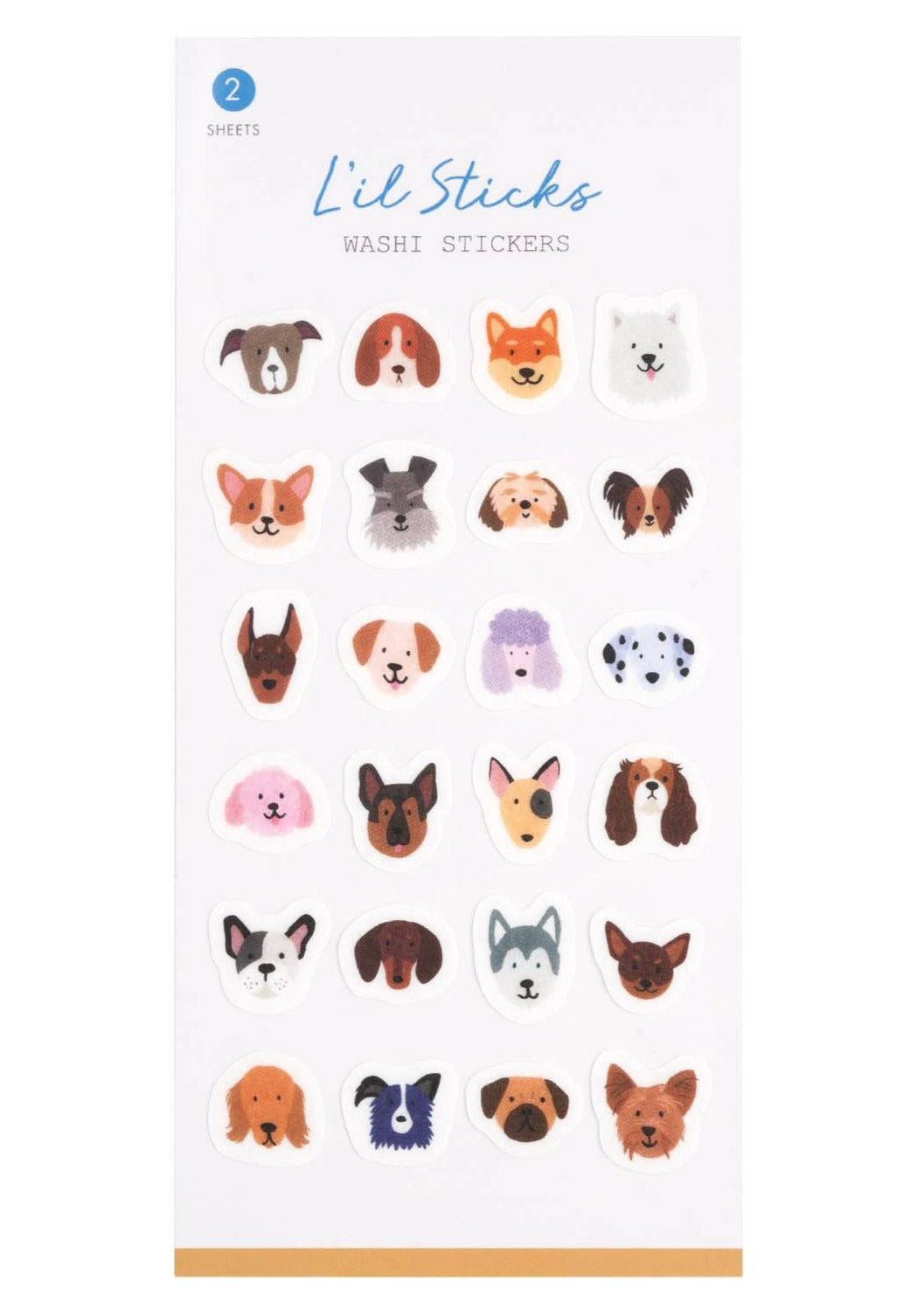 Cute Dog Faces Lil Sticks Washi Stickers