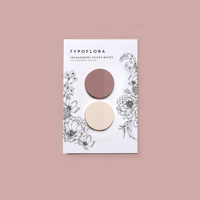 Typoflora - Rose & Cream Circle Transparent Sticky Notes