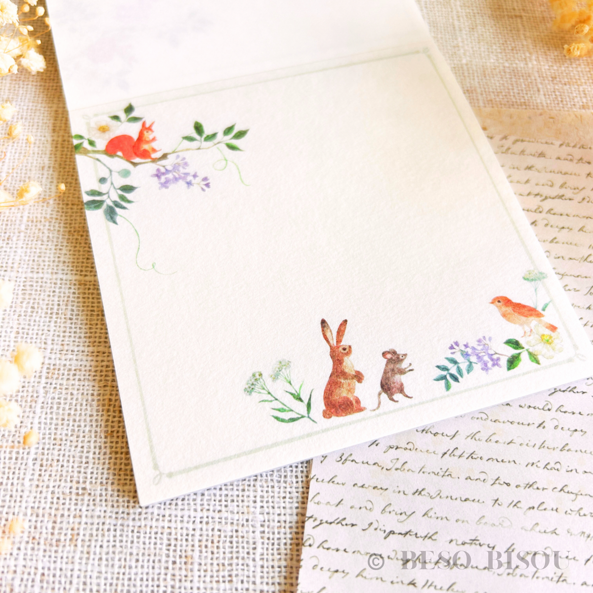 Nuku - Forest Animals Washi Paper Memo Pad "The Nightingale"