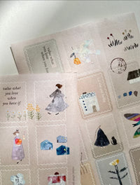 Pion - Japanese Minimal Style Postage Stickers (2 Sheets)
