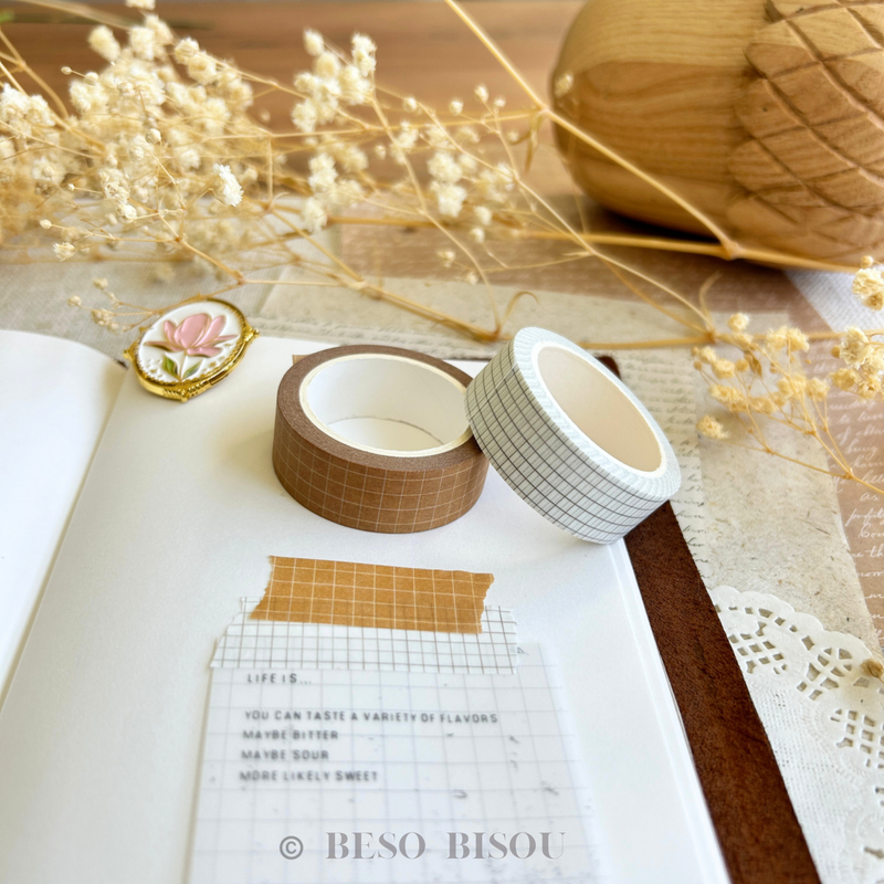 Carmel Brown Grid Washi Tape