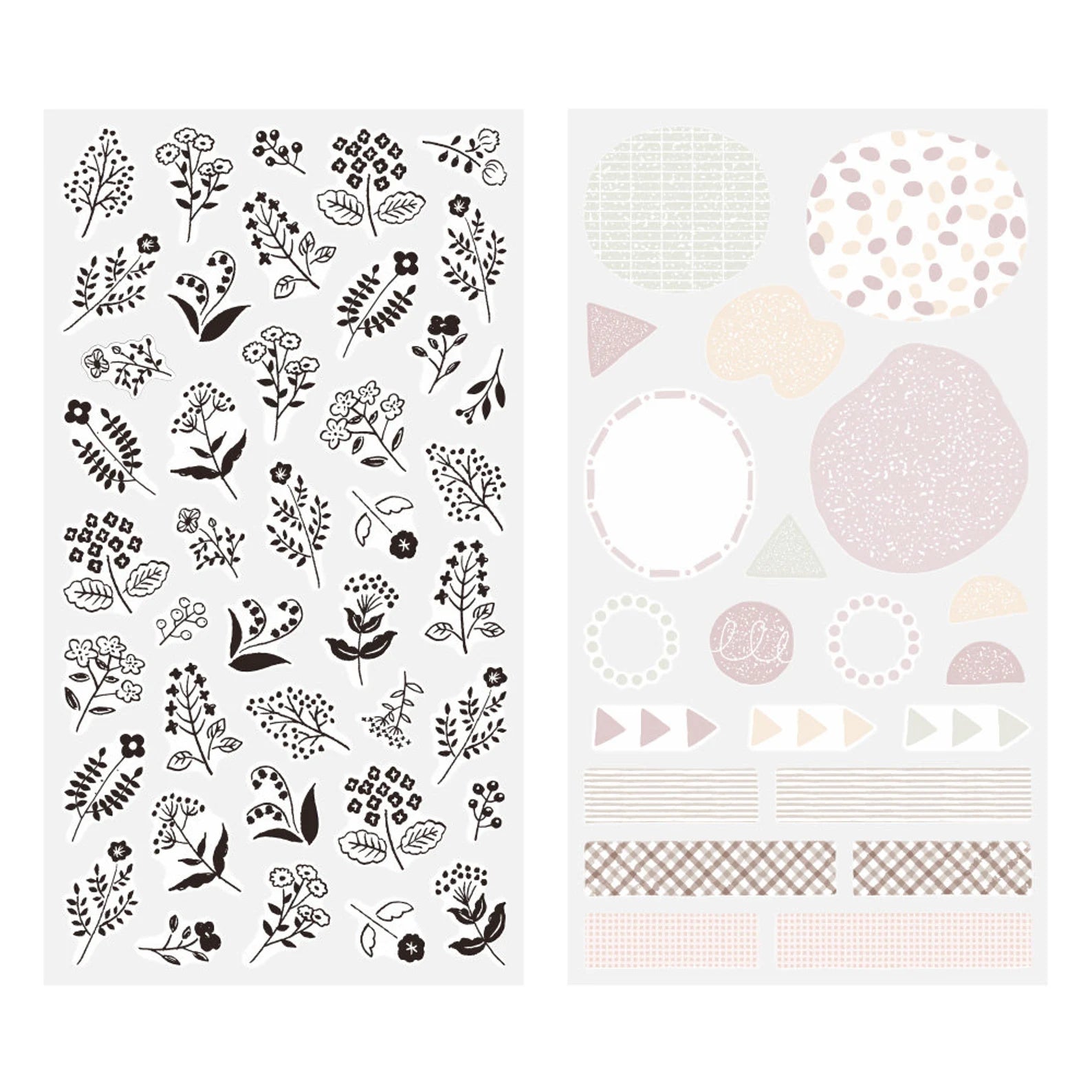 Midori - BLACK & WHITE FLOWER STICKERS (2 sheets)