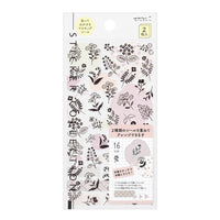Midori - BLACK & WHITE FLOWER STICKERS (2 sheets)