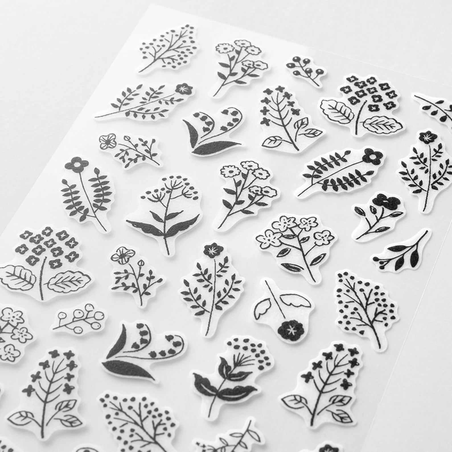 Midori - BLACK & WHITE FLOWER STICKERS (2 sheets)