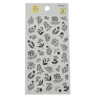 Midori - BLACK & WHITE FLOWER STICKERS (2 sheets)