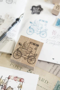 Black Milk Project - BEAR ON CART (Traveling Stationer Series) | Rubber Stamp