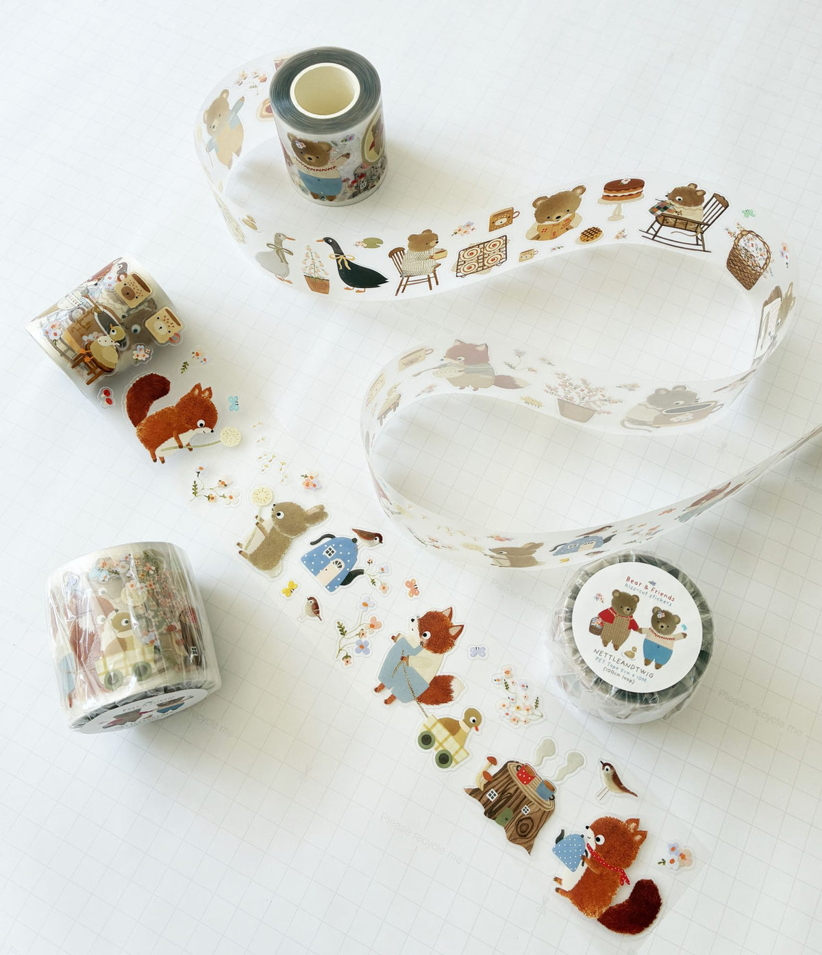 Miso Paper x Nettle & Twig - "Bear & Friends" Kiss-Cut PET Tape