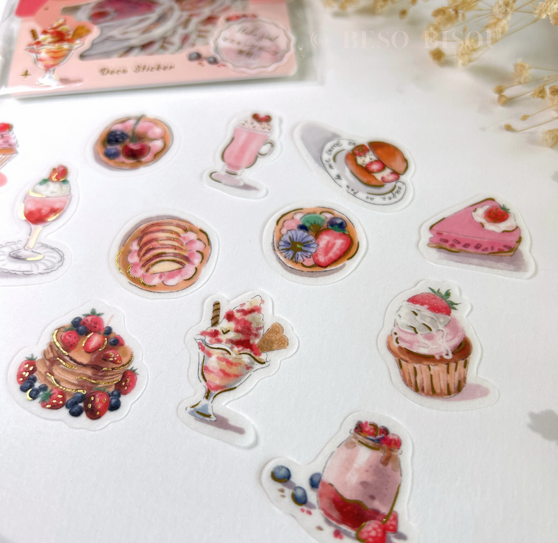 Gold-Foiled Berry Treats Dessert Flake Stickers