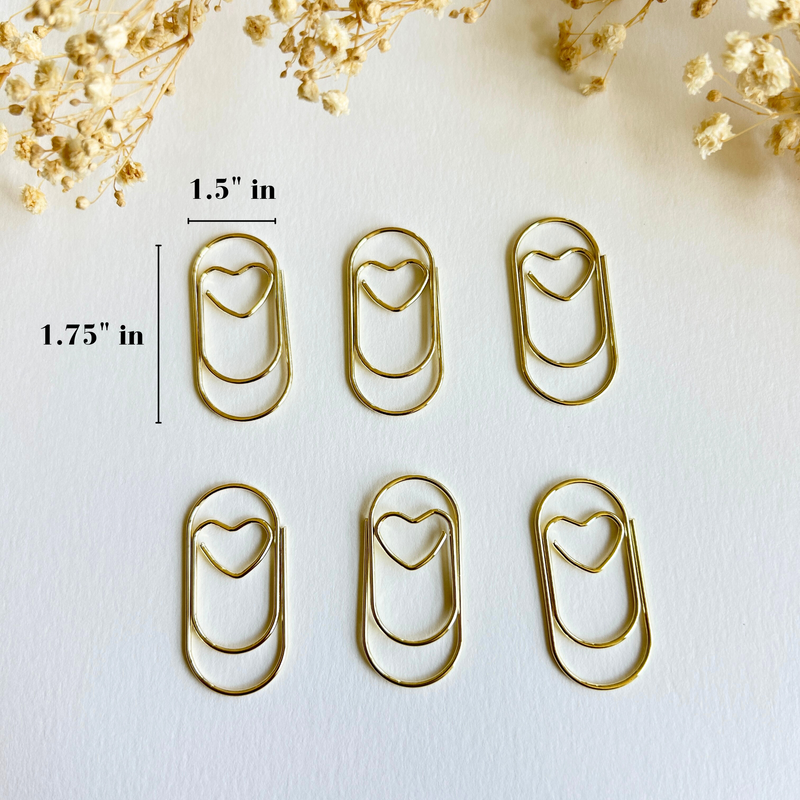 Large Jumbo Heart Paper Clips (Rose Gold/Gold)