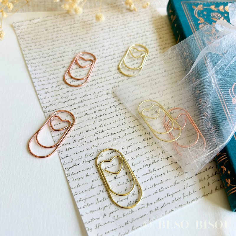 Large Jumbo Heart Paper Clips (Rose Gold/Gold)