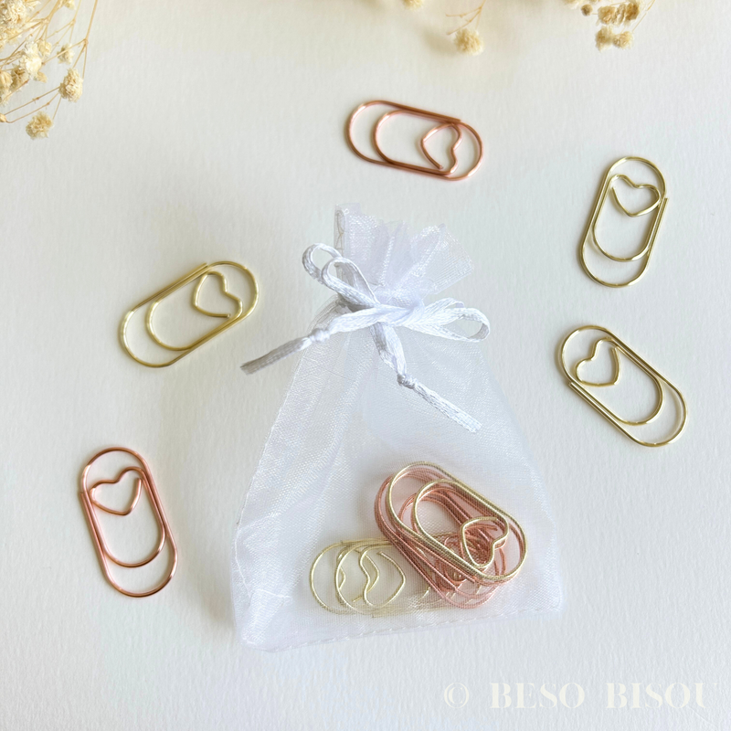 Large Jumbo Heart Paper Clips (Rose Gold/Gold)