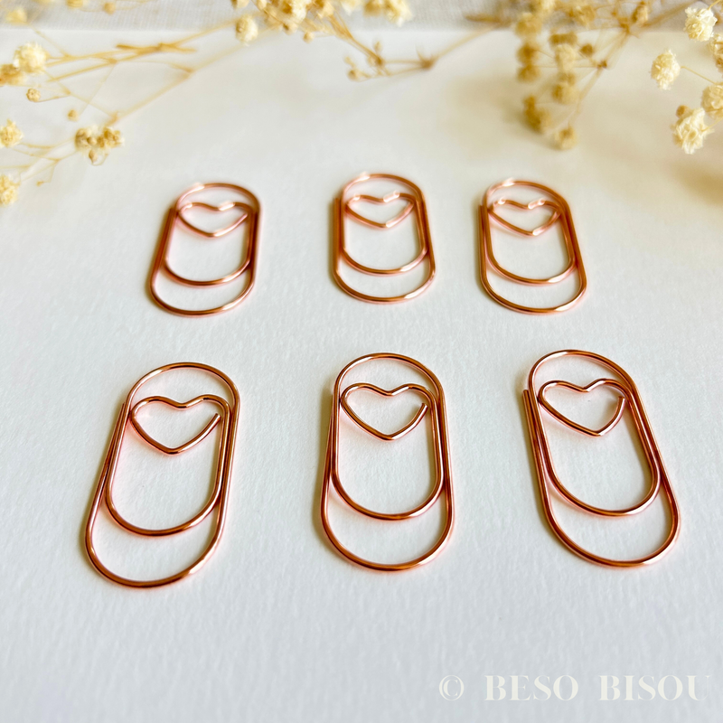 Large Jumbo Heart Paper Clips (Rose Gold/Gold)