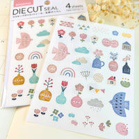 Kyowa - Birds & Flowers Die Cut Washi Stickers (4 Sheets)