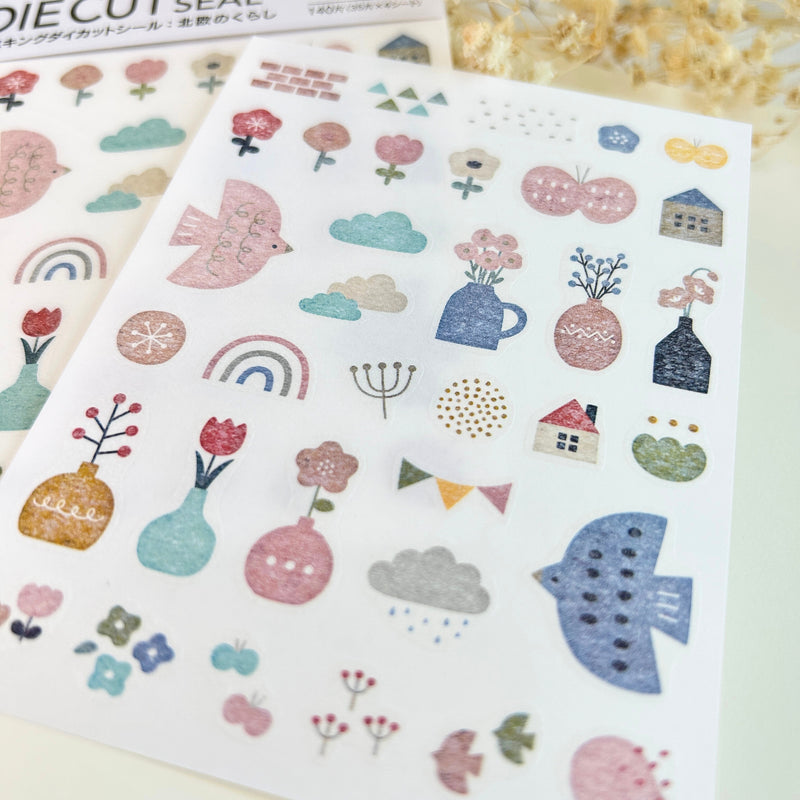 Kyowa - Birds & Flowers Die Cut Washi Stickers (4 Sheets)