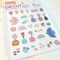 Kyowa - Birds & Flowers Die Cut Washi Stickers (4 Sheets)