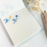 Peaceful Blue Birds Washi Paper Memo Pad