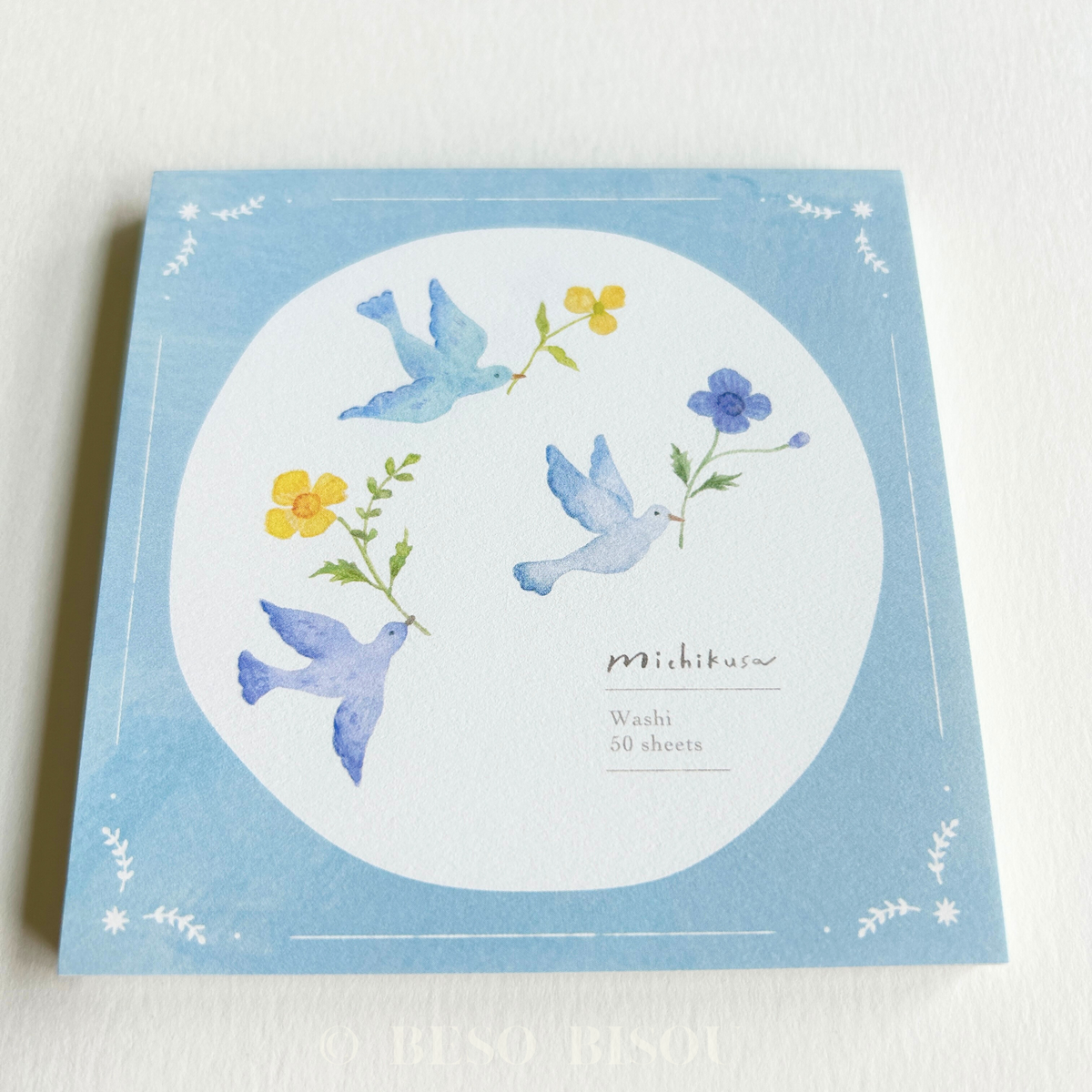 Nuku - Peaceful Blue Birds Washi Paper Memo Pad