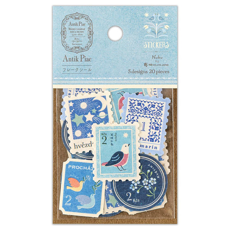 Antik Piac Vintage Style Postage Flake Stickers (Blue)