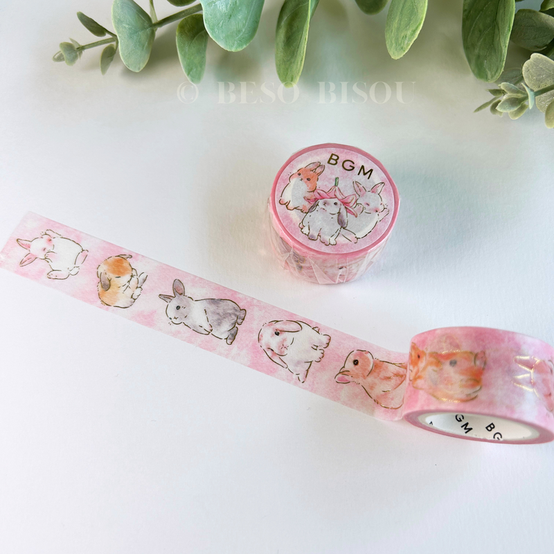 BGM - Gold-Foiled Bunnies Pink Washi Tape