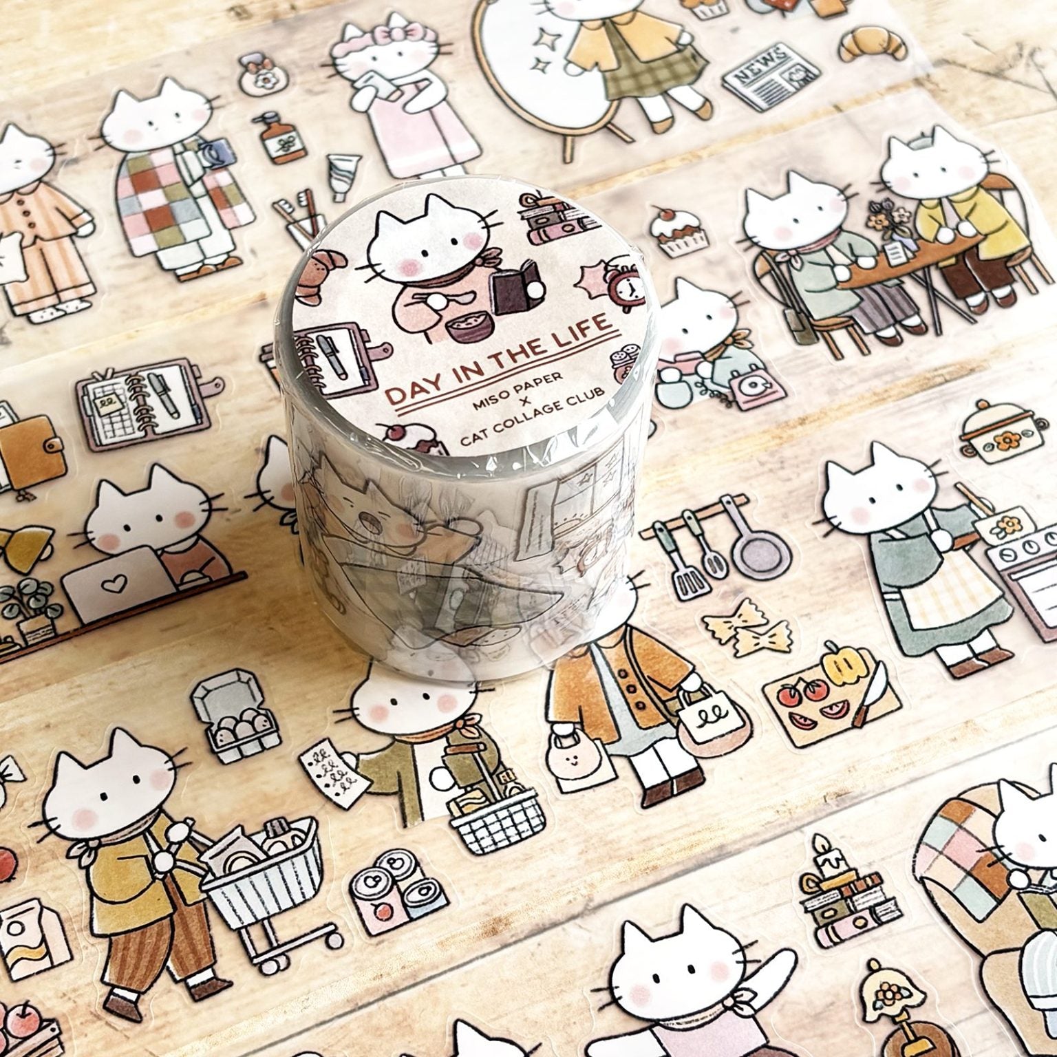 Miso Paper x Cat Collage Club - DAY IN THE LIFE | Kiss-Cut PET Tape