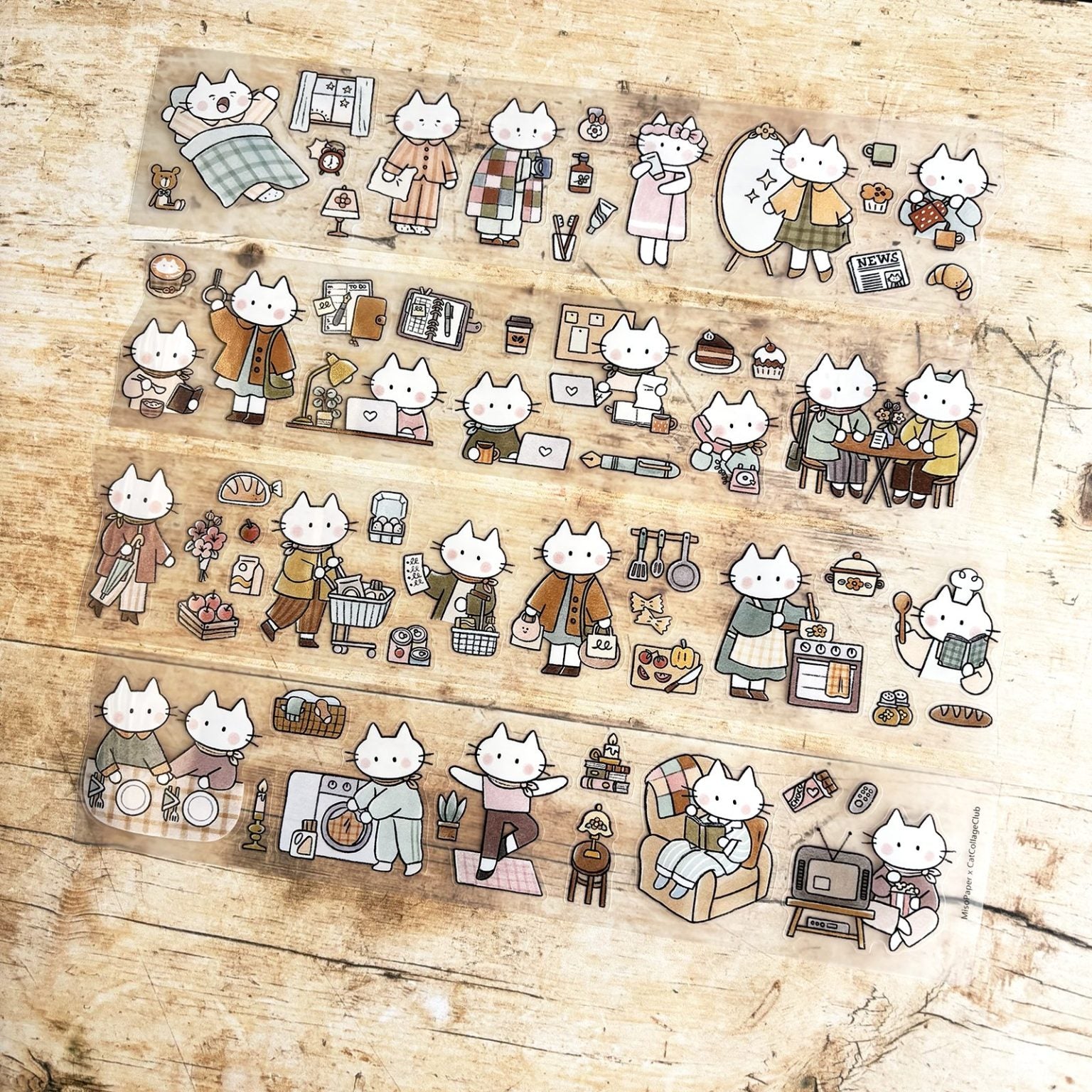 Miso Paper x Cat Collage Club - DAY IN THE LIFE | Kiss-Cut PET Tape