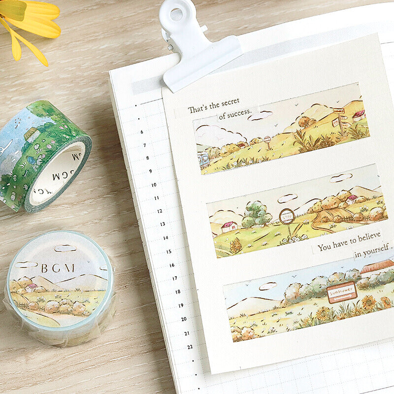 BGM - Gold-Foiled Countryside Train Ride Washi Tape