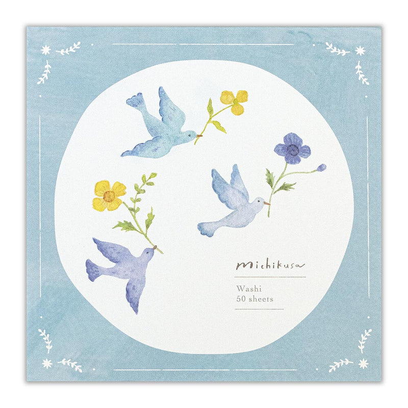 Peaceful Blue Birds Washi Paper Memo Pad