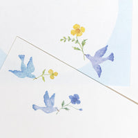 Peaceful Blue Birds Washi Paper Memo Pad