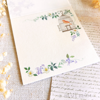 Forest Animals Washi Paper Memo Pad "The Nightingale"