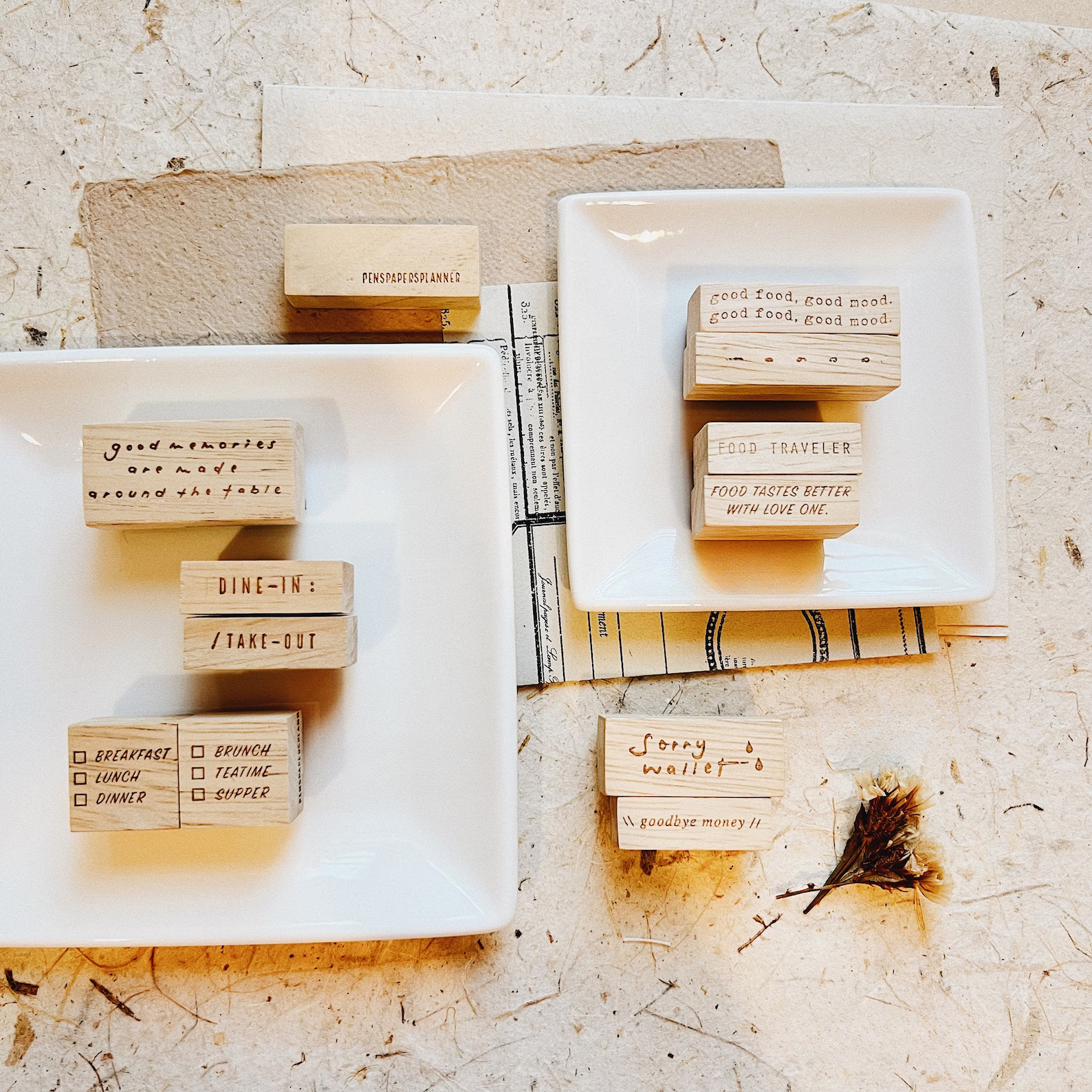 PensPaperPlanner - Food, Stationery & Money Rubber Stamp Series