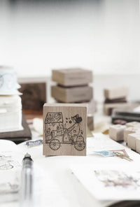 Black Milk Project - GIRL ON CART (Traveling Stationer Series) | Rubber Stamp
