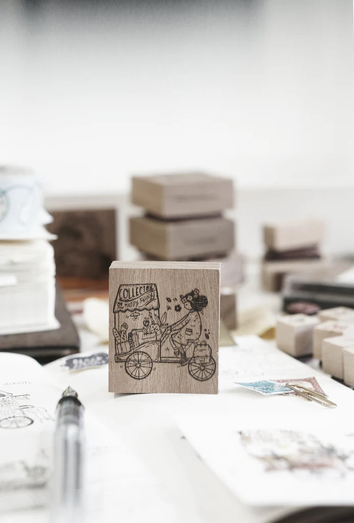 Black Milk Project - GIRL ON CART (Traveling Stationer Series) | Rubber Stamp