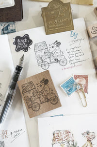 Black Milk Project - GIRL ON CART (Traveling Stationer Series) | Rubber Stamp