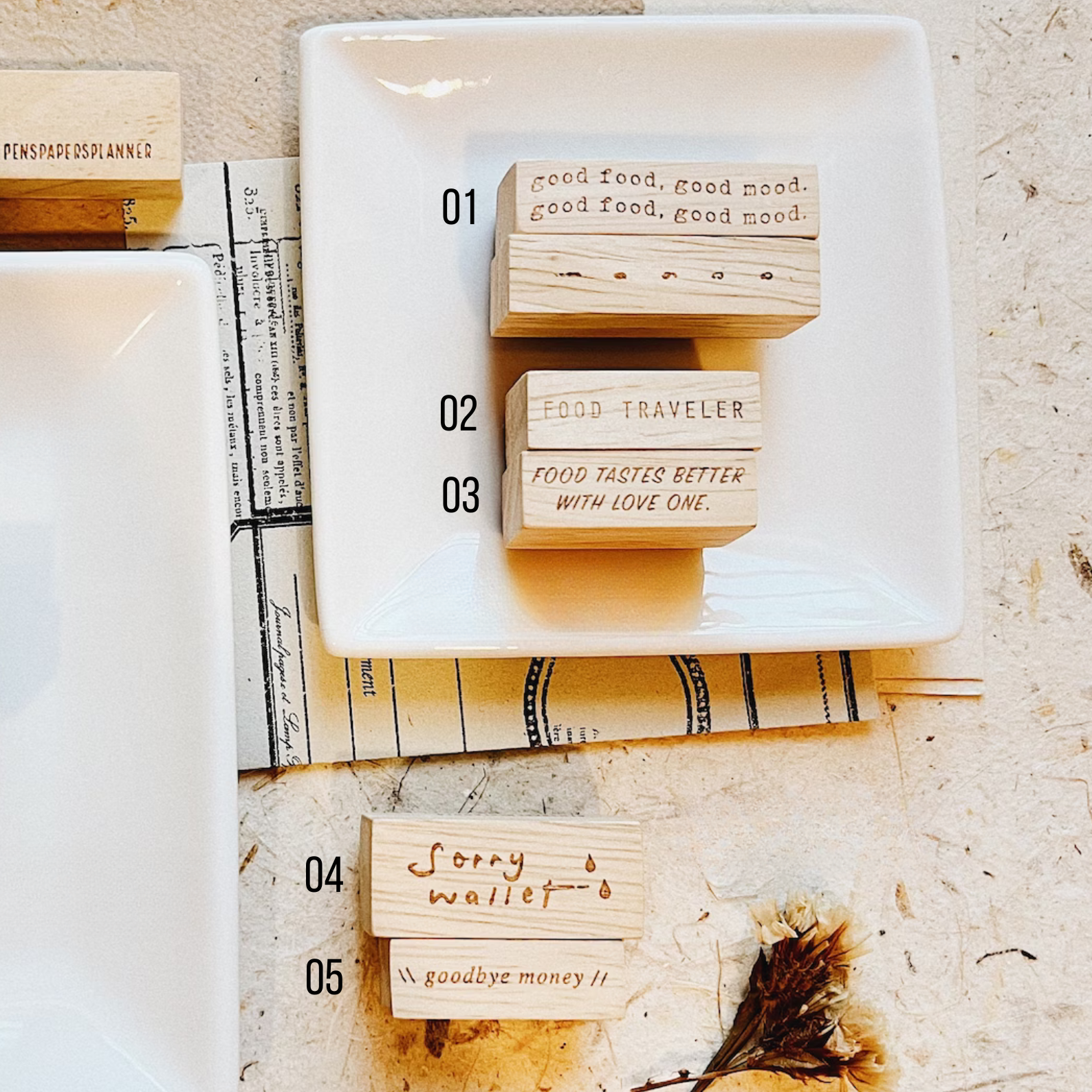 PensPaperPlanner - Food, Stationery & Money Rubber Stamp Series