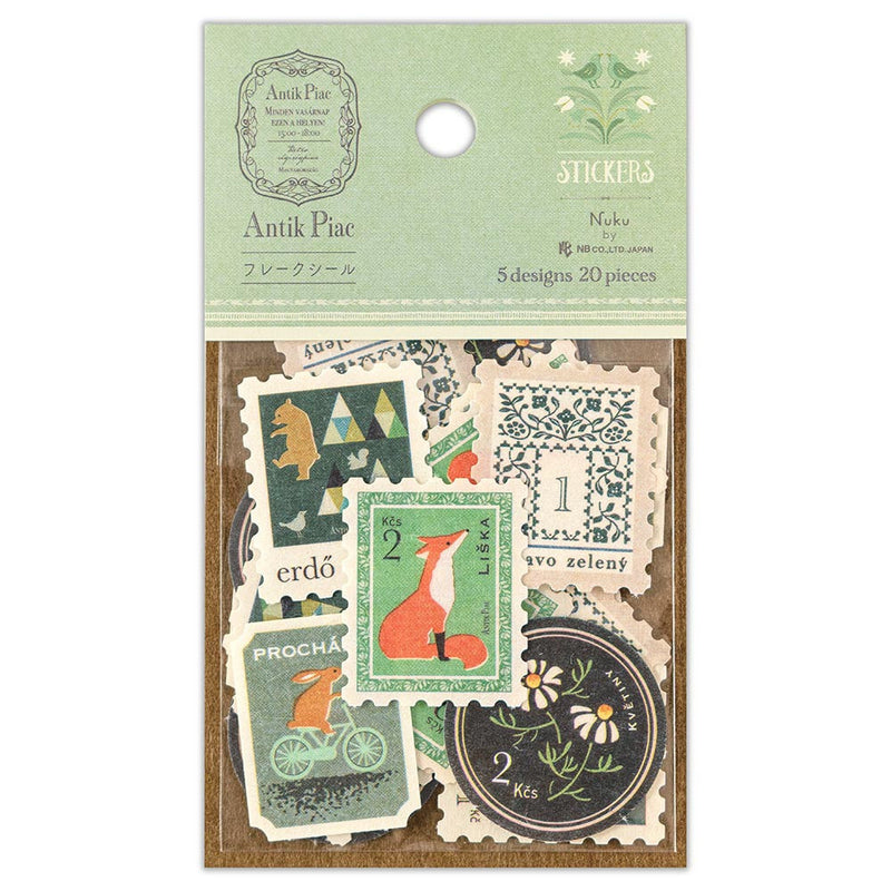 Nuku - Antik Piac Vintage Style Postage Flake Stickers (Green)