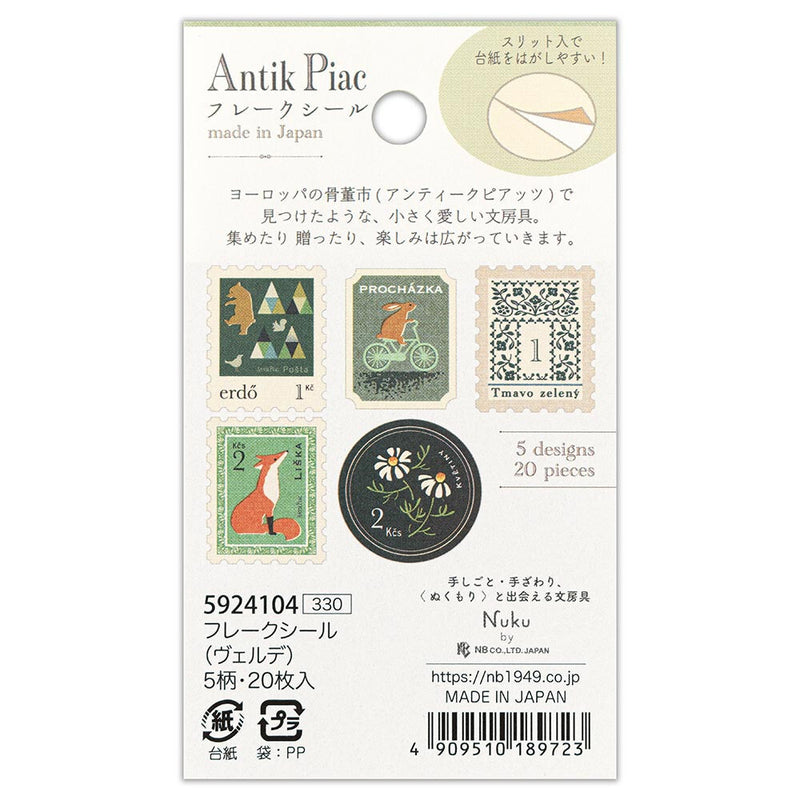 Nuku - Antik Piac Vintage Style Postage Flake Stickers (Green)