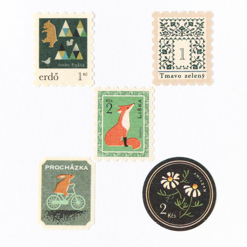 Antik Piac Vintage Style Postage Flake Stickers (Green)