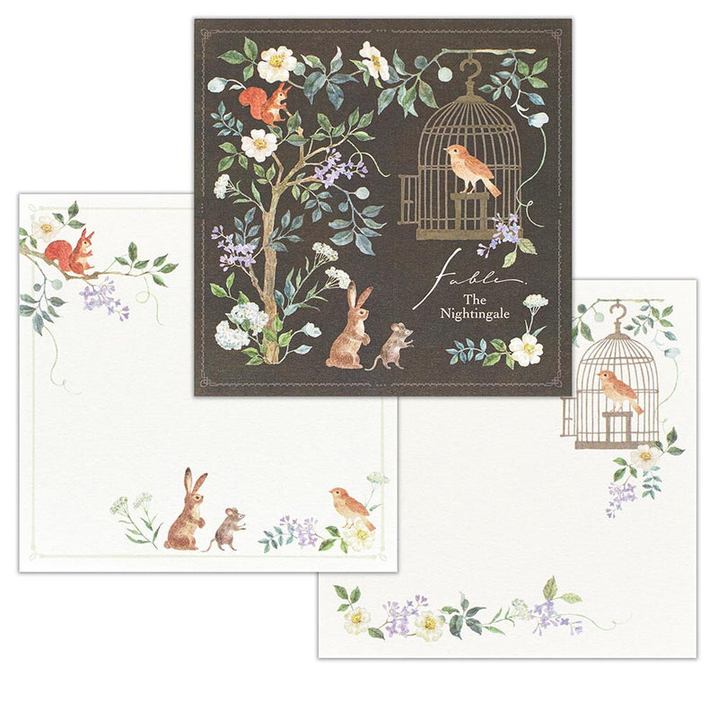 Forest Animals Washi Paper Memo Pad "The Nightingale"