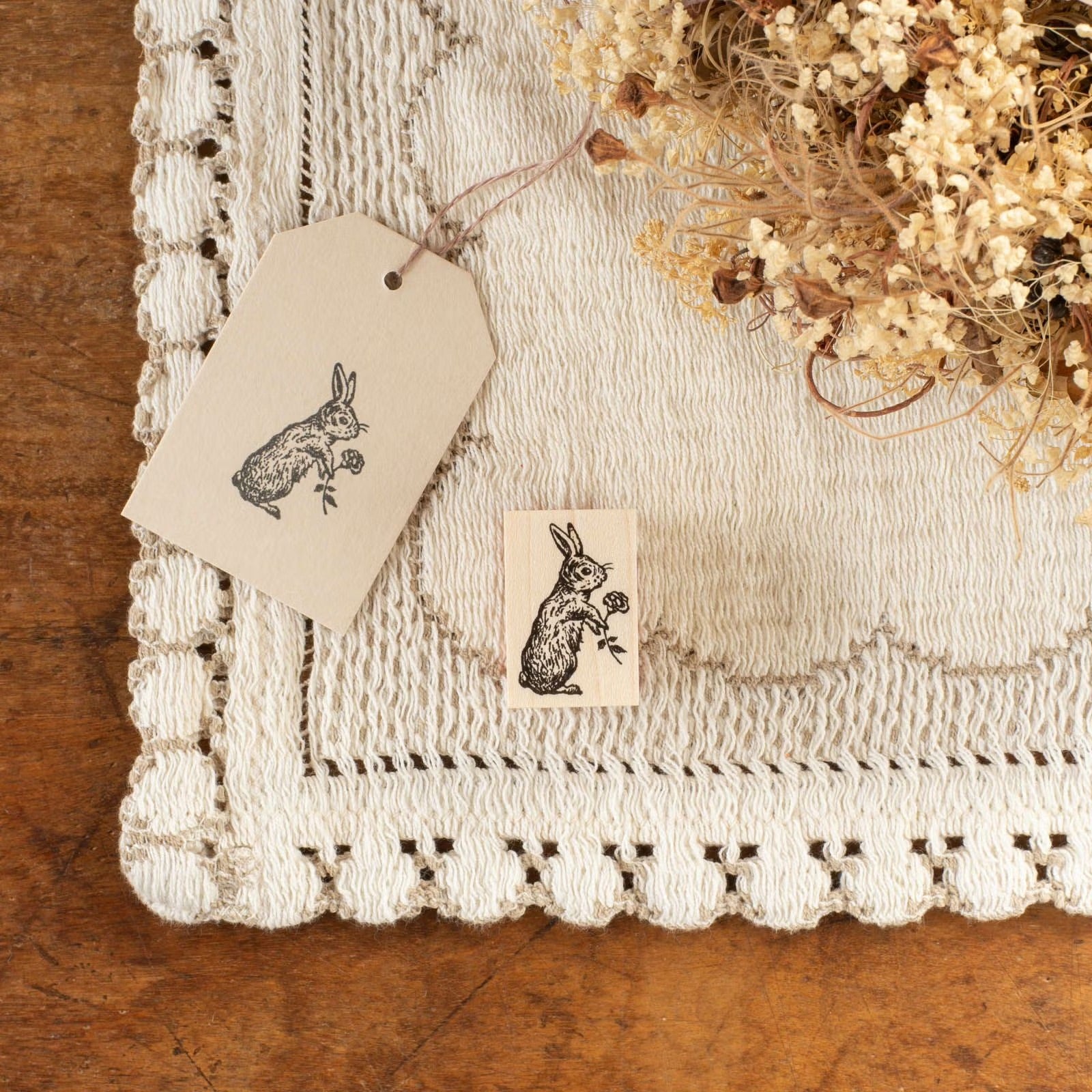 Tales On the Desk - RABBIT & FLOWER | Rubber Stamp