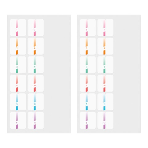 Midori Chiratto Removable Large Index Tabs - Numbered Rainbow