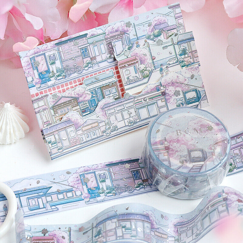 BGM - Silver-Foiled Scenic City by the Sea Washi Tape